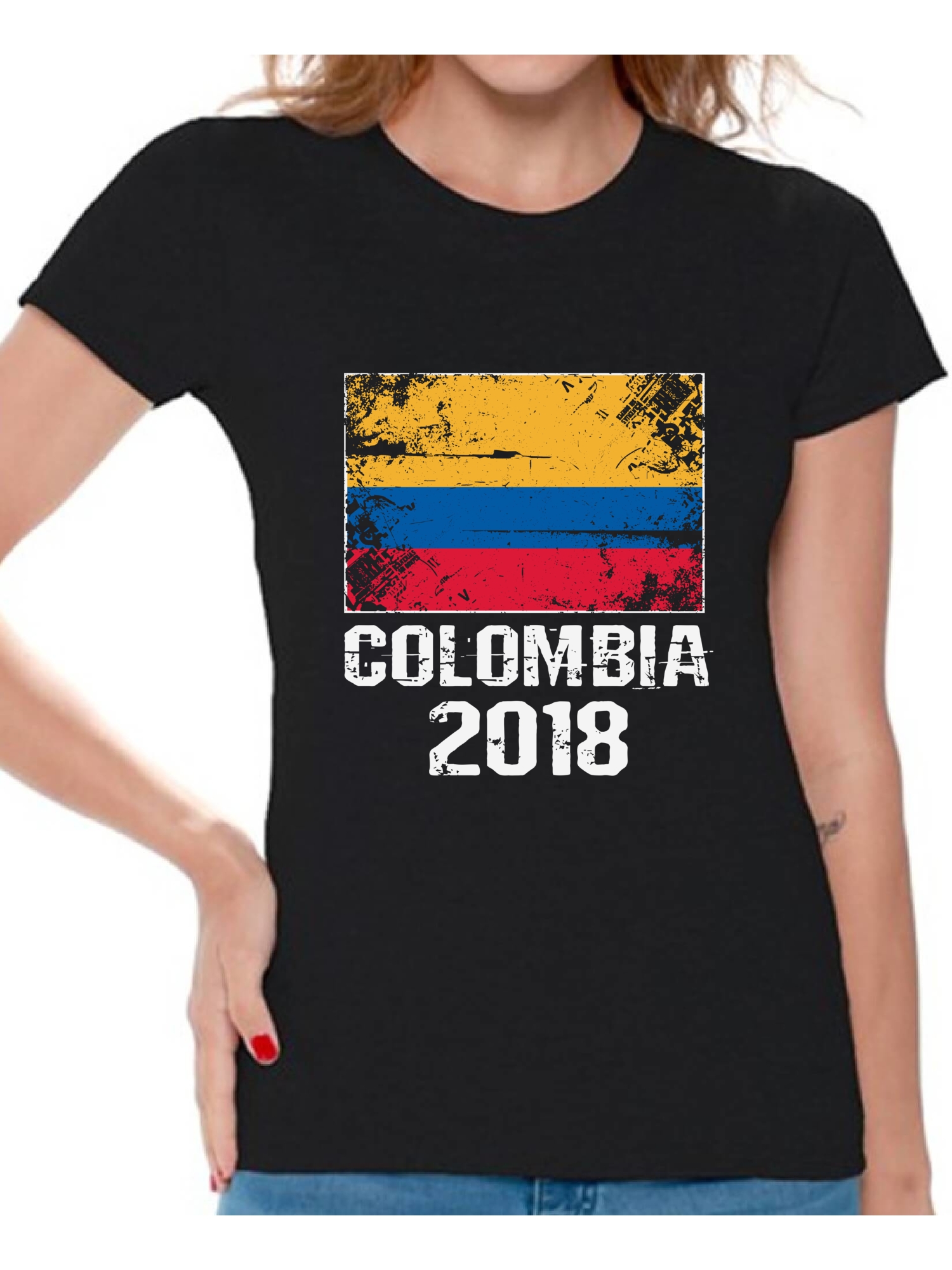 COLOMBIA DISTRESSED FLAG UNISEX SWEATER TOP COLOMBIAN SHIRT FOOTBALL JERSEY GIFT
